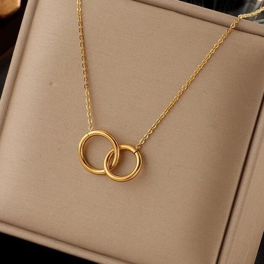 Gold-Plated Double Ring Necklace