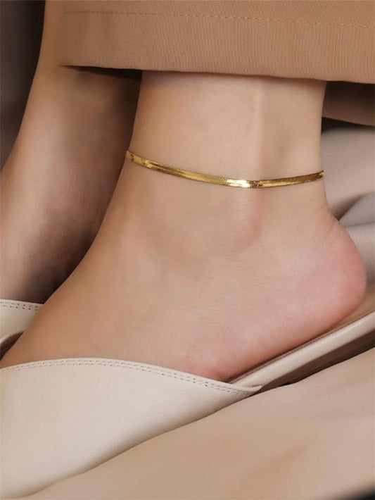 Anti Tarnish Sterling Snake Chain Anklet (Pair)