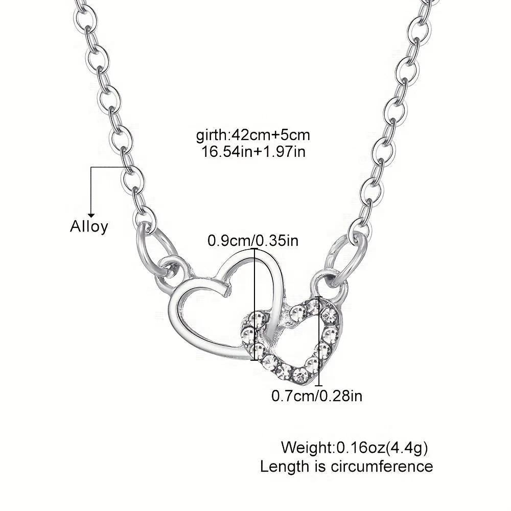 Silver-Plated Dual Heart Pendant Necklace