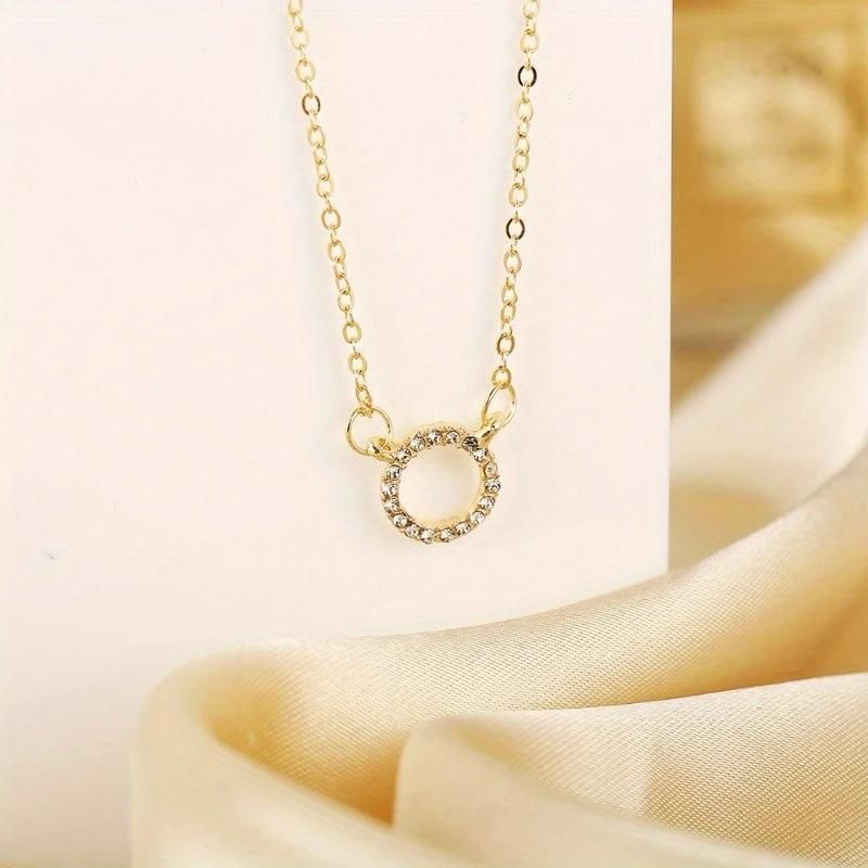 Gold-Plated Stone Pendant Necklace with Micro Plated Chain
