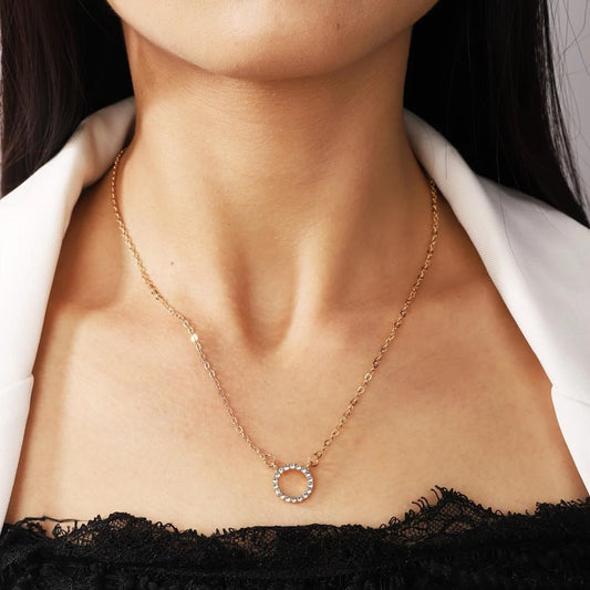 Gold-Plated Stone Pendant Necklace with Micro Plated Chain