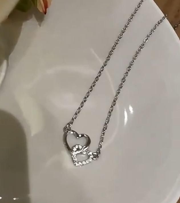 Silver-Plated Dual Heart Pendant Necklace