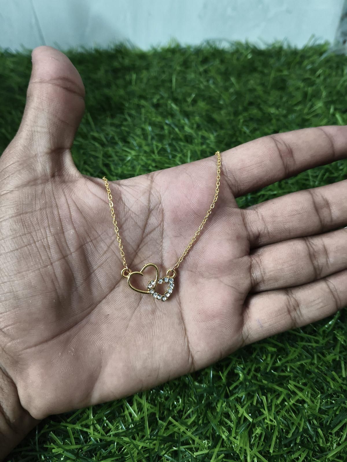 Silver-Plated Dual Heart Pendant Necklace