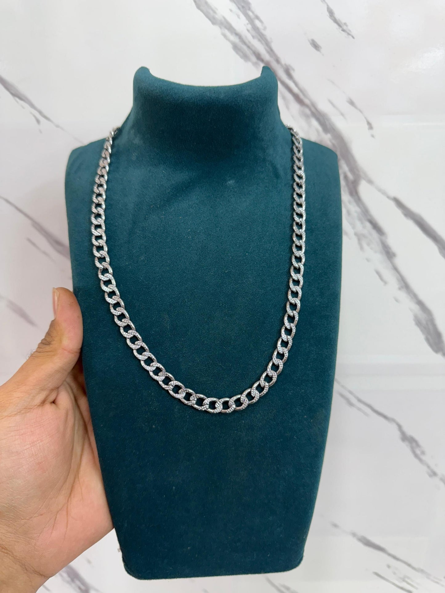 Silver-Plated Cuban Link Chain Necklace