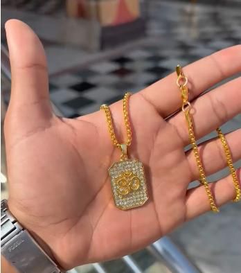 Gold-Plated Om Pendant with Chain for Men
