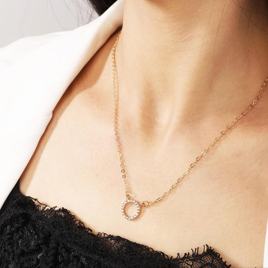 Gold-Plated Stone Pendant Necklace with Micro Plated Chain