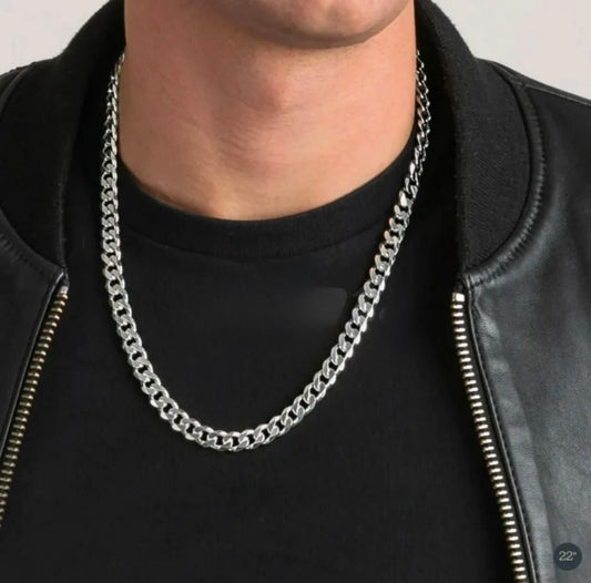 Silver-Plated Cuban Link Chain Necklace