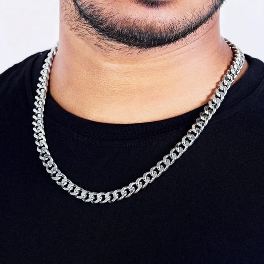 Silver-Plated Cuban Link Chain Necklace