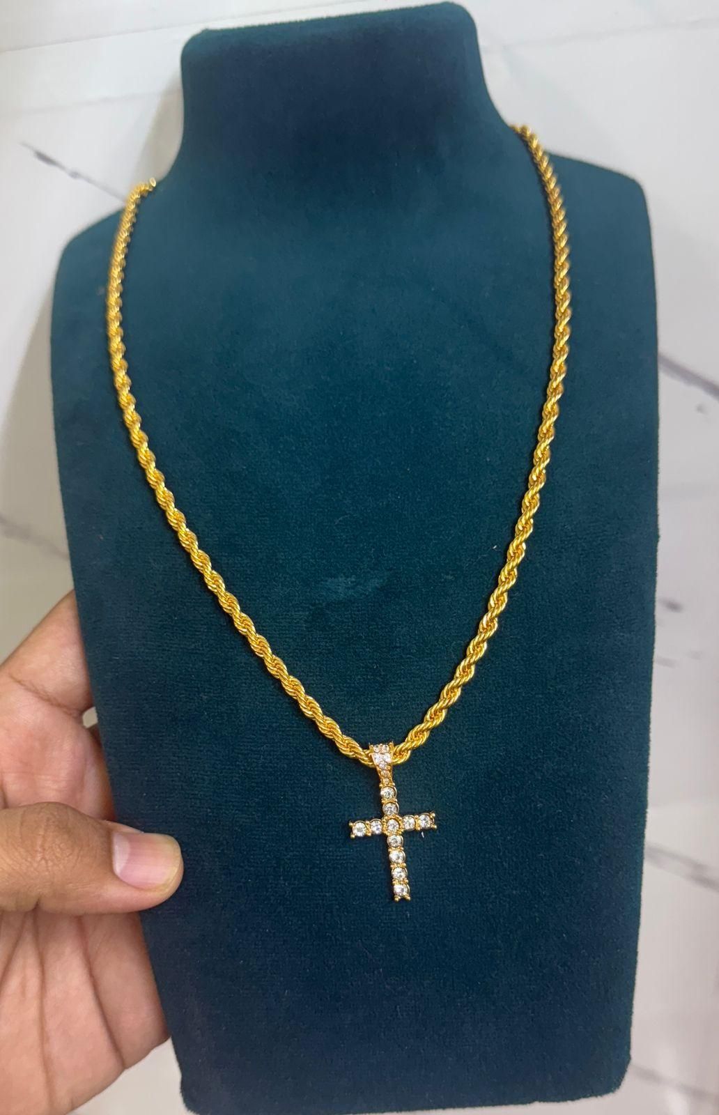 Gold-Plated Cross Pendant Necklace