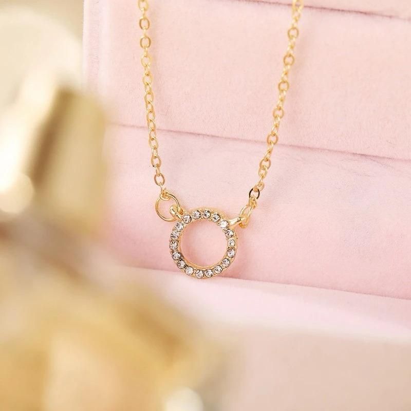 Gold-Plated Stone Pendant Necklace with Micro Plated Chain