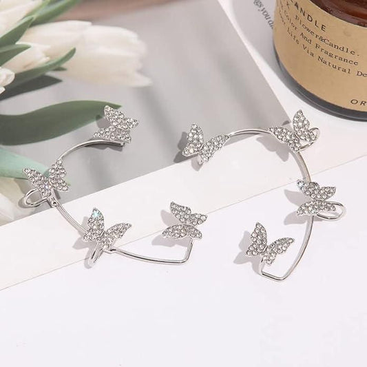 Silver-Plated Butterfly Ear Crawler Cuff Earrings
