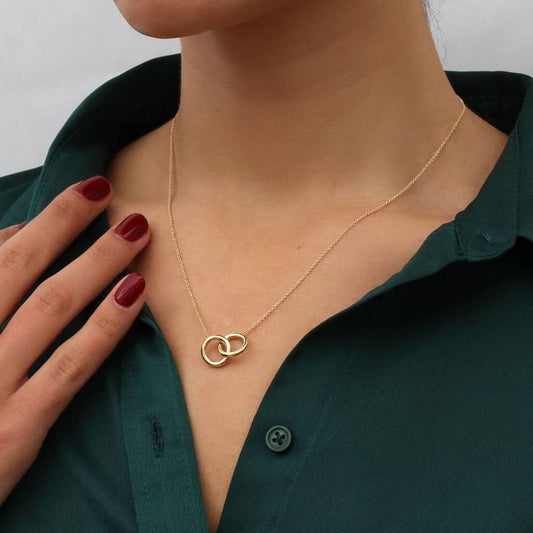 Gold-Plated Double Ring Necklace