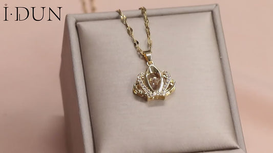 Gold-Plated American Diamond Pendant Necklace