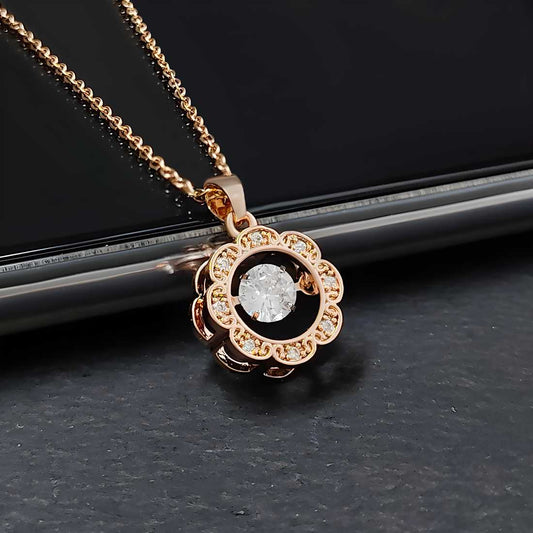 Gold-Plated American Diamond Pendant Necklace