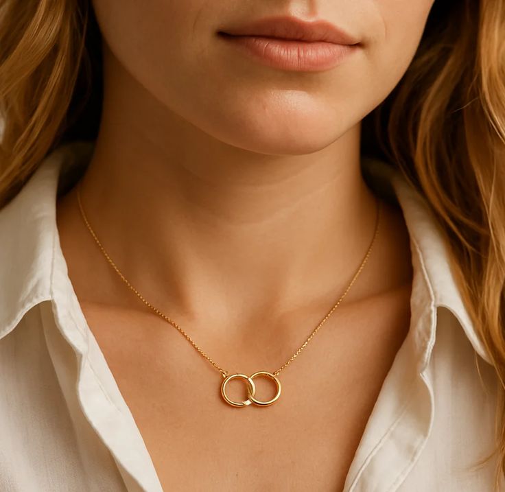Gold-Plated Double Ring Necklace