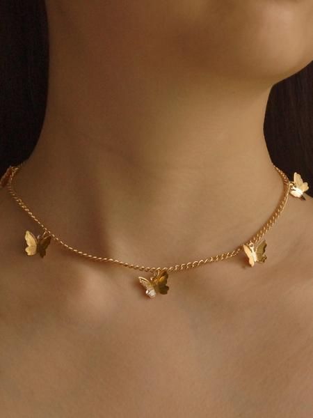 Gold-Plated Butterfly Chain Necklace